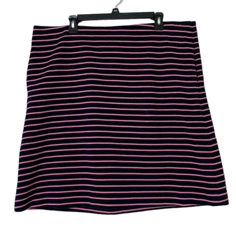 Talbots Pink Navy Blue Stripe Skirt Womens Sz 16 Mini Skirt Career Pockets